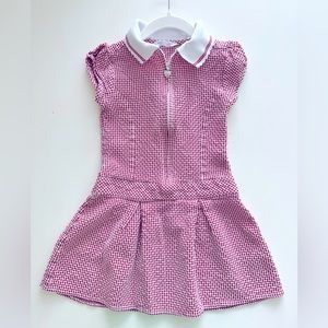 Marks & Spencer girls sleeveless red seersucker gingham dress drop waist